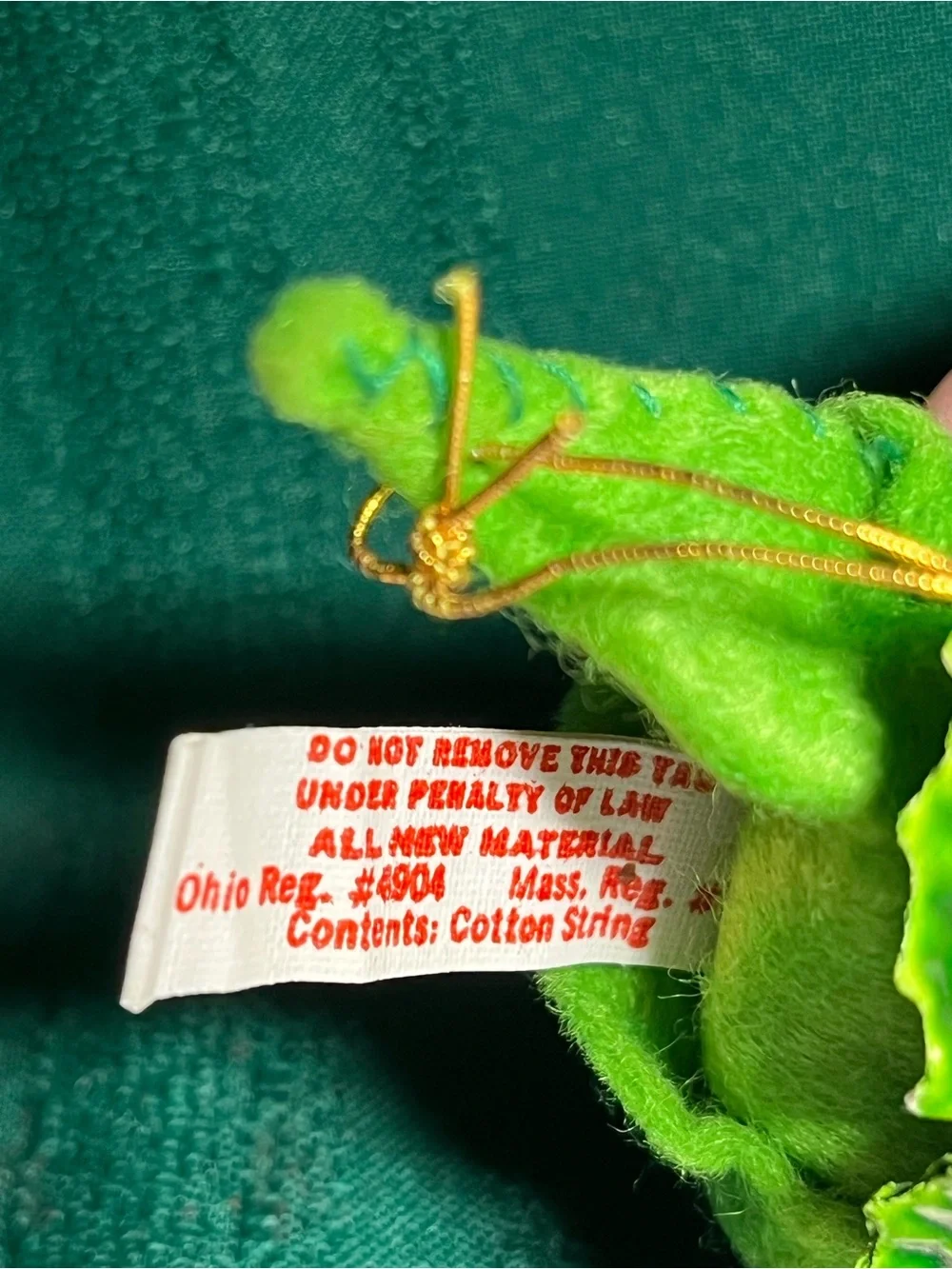 Vintage 1971 AnnaLee Mobilitee Mouse Head Ornament Green Hat Holly Tooth Tags